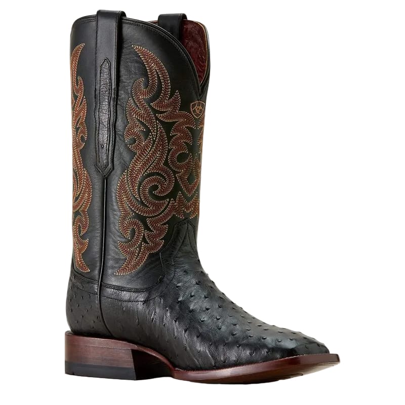ARIAT Boots Ariat Men's Black Full Quill Ostrich Classic Cash Western Exotic Boots 10063776