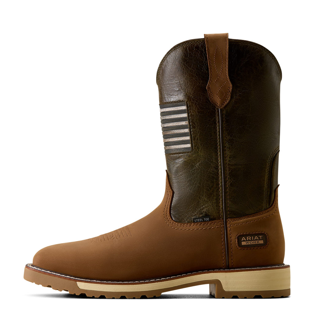 ARIAT Boots Ariat Men's Brown Activator Patriot Wide Square Toe Steel Toe Work Boot 10080468