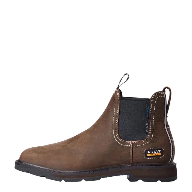ARIAT Boots Ariat Men's Dark Brown Groundbreaker Waterproof Steel Toe Chelsea Boot 10034148