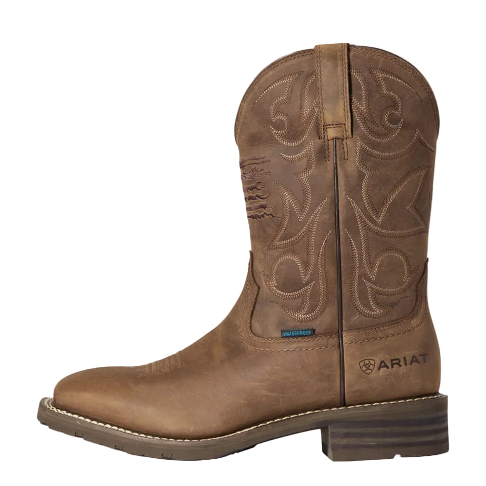 ARIAT Boots Ariat Men's Distressed Brown Hybrid Patriot Waterproof Cowboy Boot 10038354
