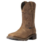 ARIAT Boots Ariat Men's Distressed Brown Hybrid Patriot Waterproof Cowboy Boot 10038354