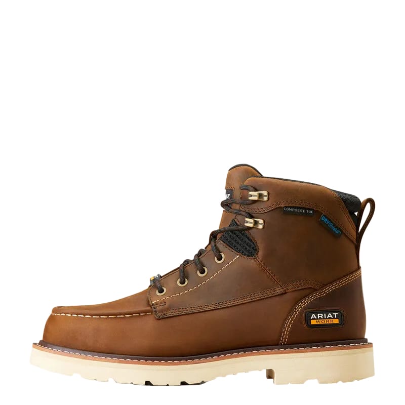 ARIAT Boots Ariat Men's Distressed Brown Rebar 6" Waterproof Comp Toe Work Boot 10046876