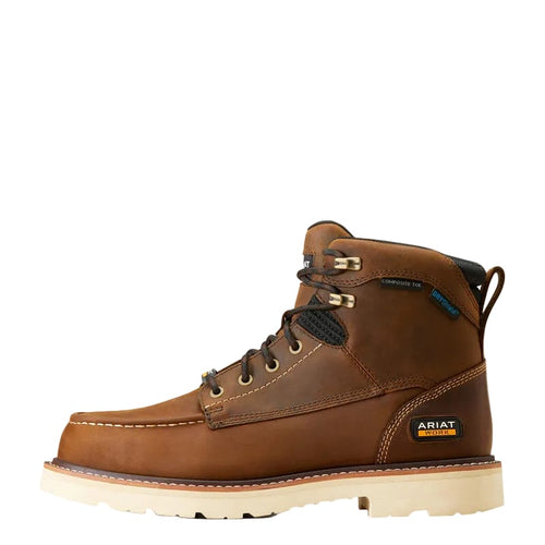 ARIAT Boots Ariat Men's Distressed Brown Rebar 6" Waterproof Comp Toe Work Boot 10046876