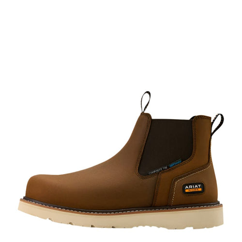 ARIAT Boots Ariat Men's Rebar Wedge Distressed Brown Chelsea Waterproof Work Boot 10061116