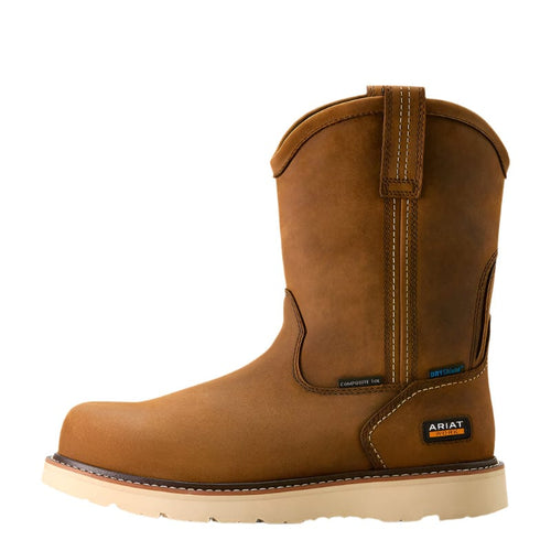 ARIAT Boots Ariat Men's Rebar Wedge Pull-On Waterproof Distressed Brown Composite Toe Work Boot 10053613