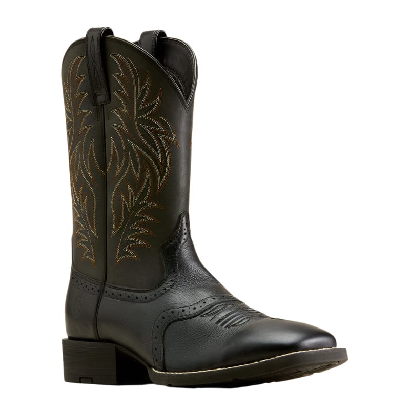ARIAT Boots Ariat Men's Sport Wide Black Deertan Square Toe Cowboy Boot 10016292