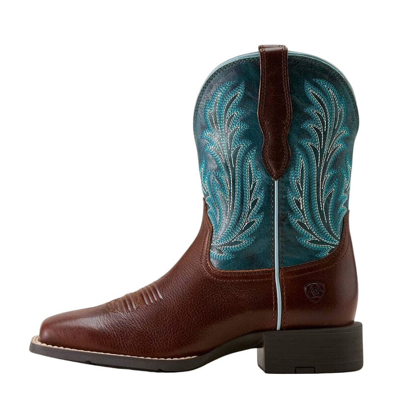 ARIAT Boots Ariat Women's Oiled Teak and Loyal Blue Round Up Western Boot 10064073