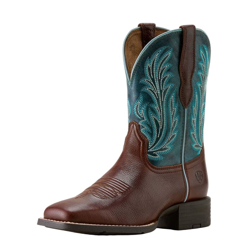 ARIAT Boots Ariat Women's Oiled Teak and Loyal Blue Round Up Western Boot 10064073