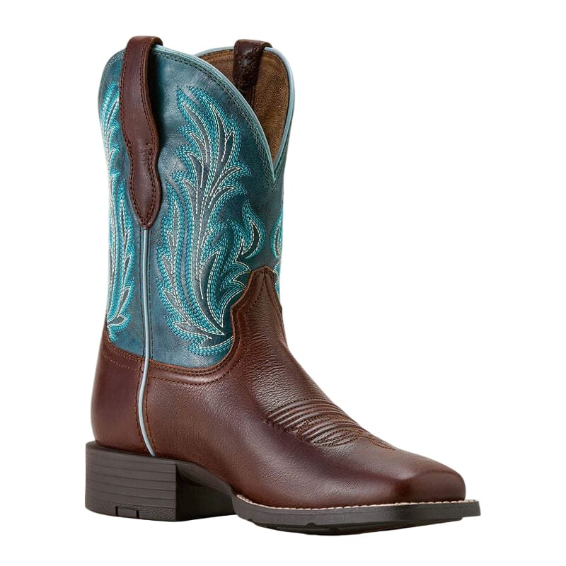 ARIAT Boots Ariat Women's Oiled Teak and Loyal Blue Round Up Western Boot 10064073