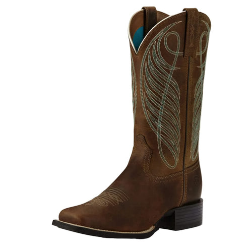 ARIAT Boots Ariat Women's Powder Brown Round Up Wide Square Toe Western Boot 10018528
