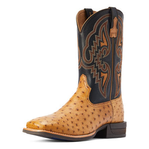 ARIAT INTERNATIONAL, INC. Boots Ariat Men's Dagger Antique Saddle Full Quill Ostrich Square Toe Exotic Western Boots 10042474