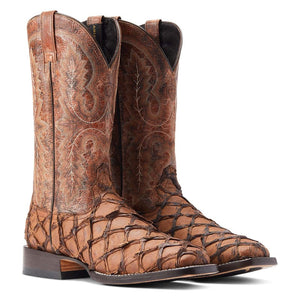 ARIAT INTERNATIONAL, INC. Boots Ariat Men's Deep Water Aged Tan Piraruci Square Toe Exotic Western Boots 10044421