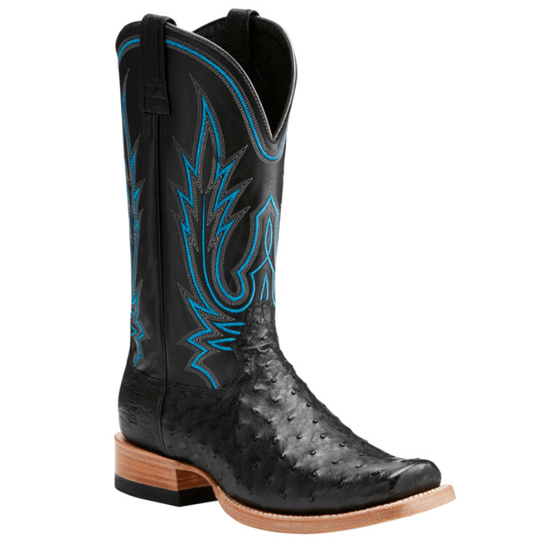 Mens black 2025 ostrich cowboy boots