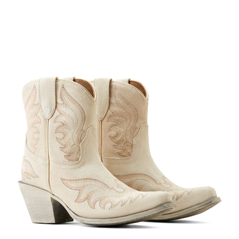 Ariat Women's Chandler Cloud White Suede Snip Toe Western Booties