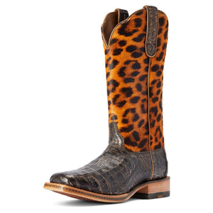 ARIAT INTERNATIONAL, INC. Boots Ariat Women's Donatella Brushed Chocolate Caiman Leopard Print Exotic Western Boots 10042540