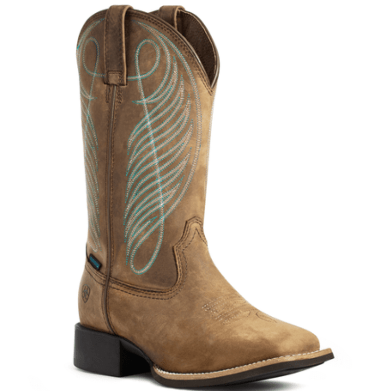 ARIAT INTERNATIONAL, INC. Boots Ariat Women's Round Up Distressed Brown Wide Square Toe Waterproof Western Boot 10036041
