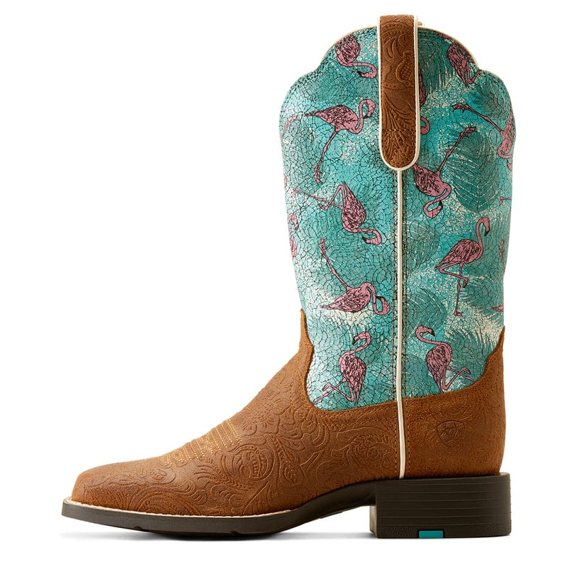 ARIAT INTERNATIONAL, INC. Boots Ariat Women's Round Up Embossed Chestnut Wide Square Toe Western Boots 10051037