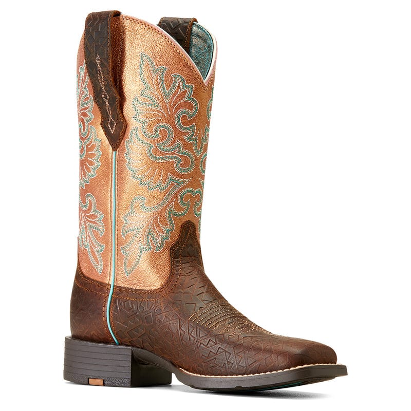 Ariat Women's Round Up Toasted Blanket Emboss Square Toe Western