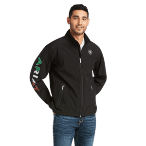 ARIAT INTERNATIONAL, INC. Outerwear Ariat Men's New Team Black Softshell Mexico Water Resistant Jacket 10031424