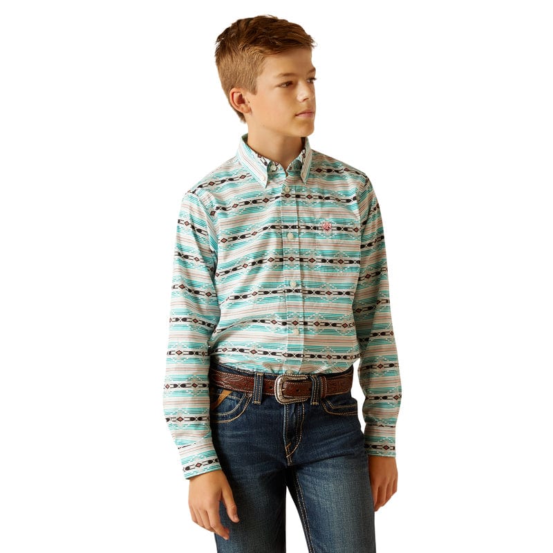 ARIAT INTERNATIONAL, INC. Shirts Ariat Boys Jefferson Ice Green Classic Fit Long Sleeve Shirt 10051398