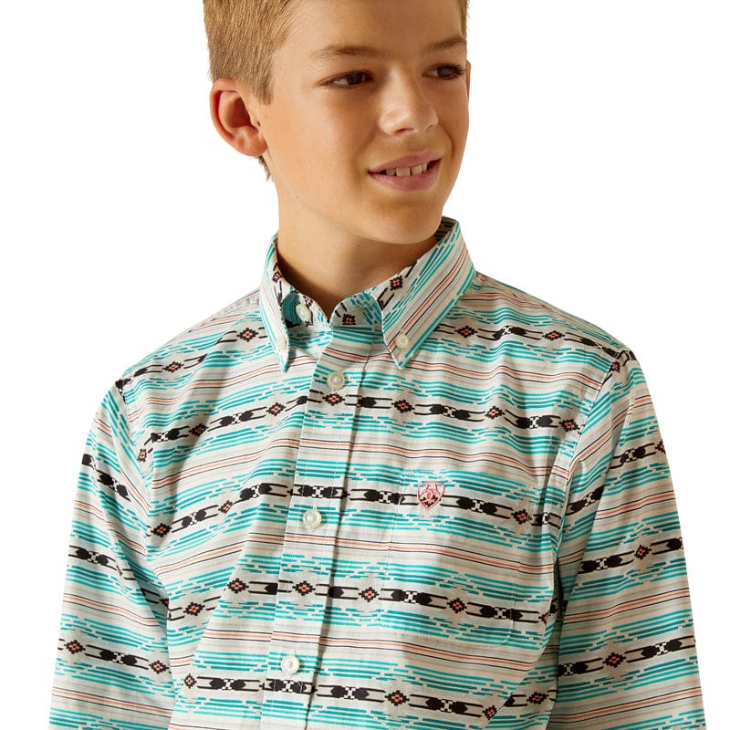 ARIAT INTERNATIONAL, INC. Shirts Ariat Boys Jefferson Ice Green Classic Fit Long Sleeve Shirt 10051398
