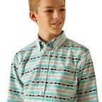 ARIAT INTERNATIONAL, INC. Shirts Ariat Boys Jefferson Ice Green Classic Fit Long Sleeve Shirt 10051398