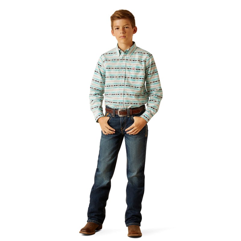ARIAT INTERNATIONAL, INC. Shirts Ariat Boys Jefferson Ice Green Classic Fit Long Sleeve Shirt 10051398