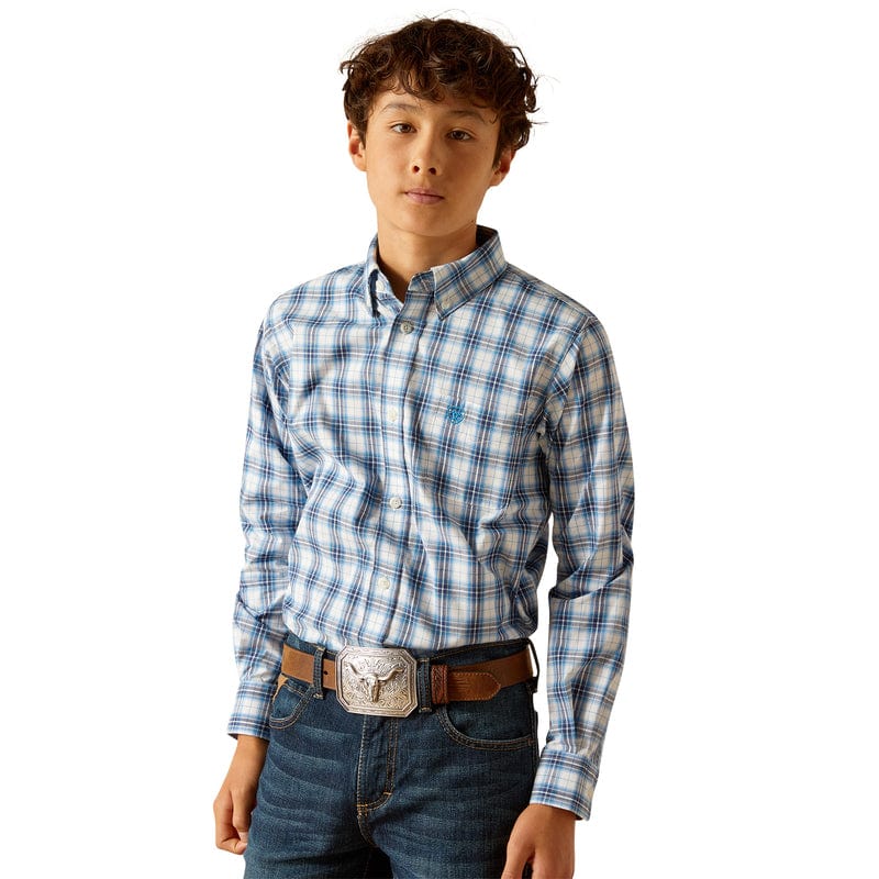 ARIAT INTERNATIONAL, INC. Shirts Ariat Boys Pro Series Phoniex Blue Classic Fit Long Sleeve Shirt 10048656