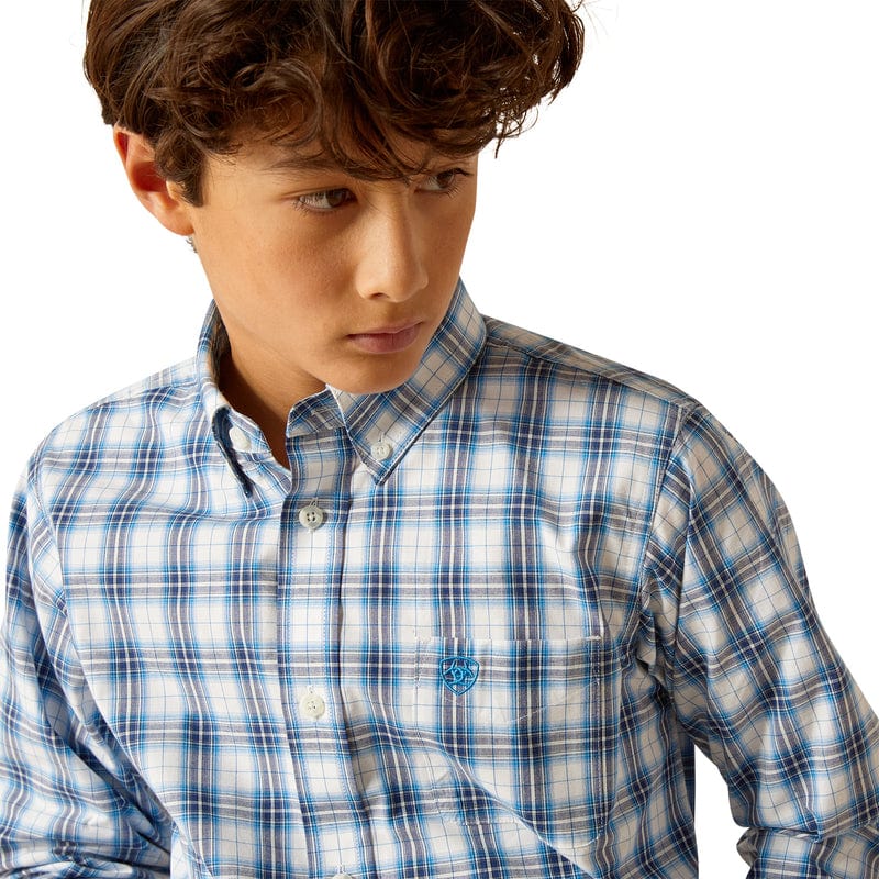 ARIAT INTERNATIONAL, INC. Shirts Ariat Boys Pro Series Phoniex Blue Classic Fit Long Sleeve Shirt 10048656