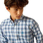 ARIAT INTERNATIONAL, INC. Shirts Ariat Boys Pro Series Phoniex Blue Classic Fit Long Sleeve Shirt 10048656