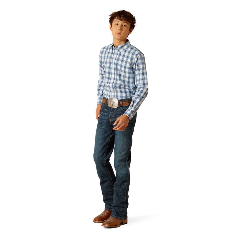 ARIAT INTERNATIONAL, INC. Shirts Ariat Boys Pro Series Phoniex Blue Classic Fit Long Sleeve Shirt 10048656