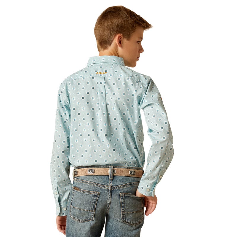 ARIAT INTERNATIONAL, INC. Shirts Ariat Kids Team Colton Aqua Classic Fit Long Sleeve Shirt 10051406