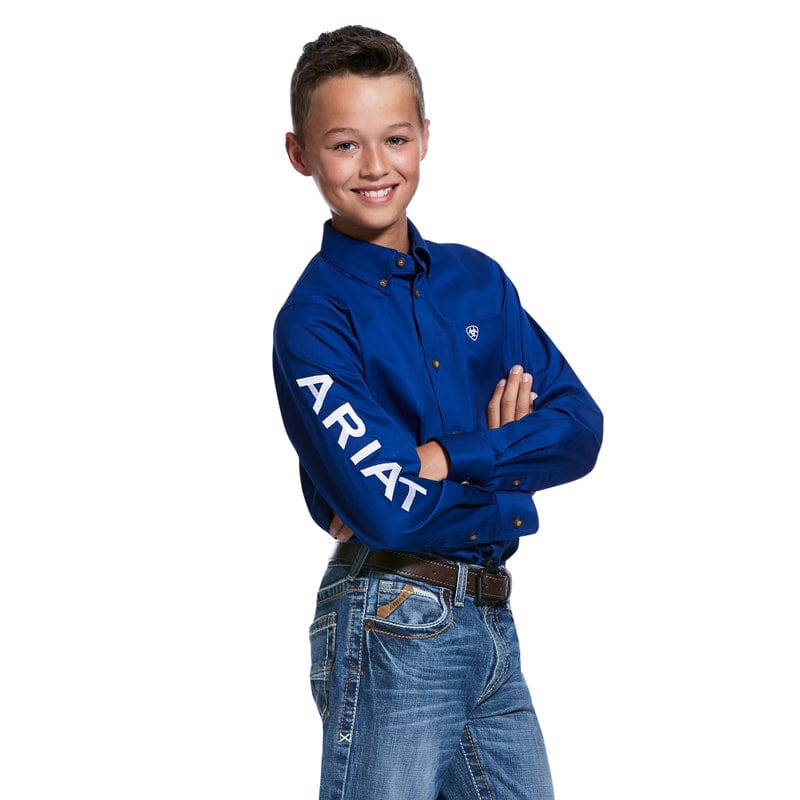 ARIAT INTERNATIONAL, INC. Shirts Ariat Boys Team Logo Twill Blue Classic Fit Shirt 10030164