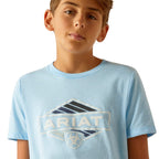 ARIAT INTERNATIONAL, INC. Shirts Ariat Boys Vintage Hex Stripe Frost Blue Short Sleeve Graphic T-Shirt 10051432