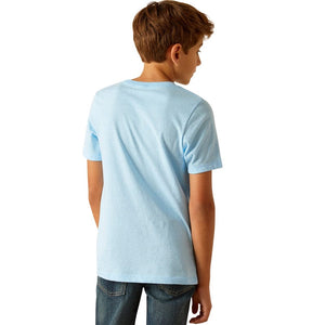ARIAT INTERNATIONAL, INC. Shirts Ariat Boys Vintage Hex Stripe Frost Blue Short Sleeve Graphic T-Shirt 10051432
