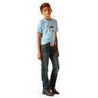 ARIAT INTERNATIONAL, INC. Shirts Ariat Boys Vintage Hex Stripe Frost Blue Short Sleeve Graphic T-Shirt 10051432