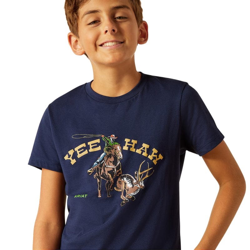 ARIAT INTERNATIONAL, INC. Shirts Ariat Boys Yeehaw Dark Navy Short Sleeve Graphic T-Shirt 10051430