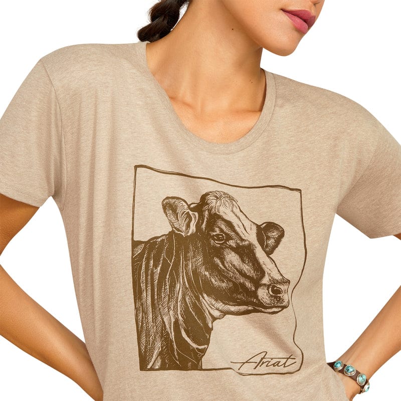 ARIAT INTERNATIONAL, INC. Shirts Ariat Cow Cover Oatmeal Heather Short Sleeve Graphic T-Shirt 10051765