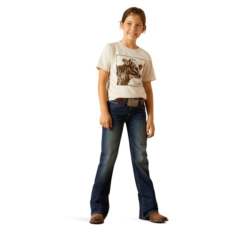 ARIAT INTERNATIONAL, INC. Shirts Ariat Girls Cow Cover Natural Graphic T-Shirt 10051773
