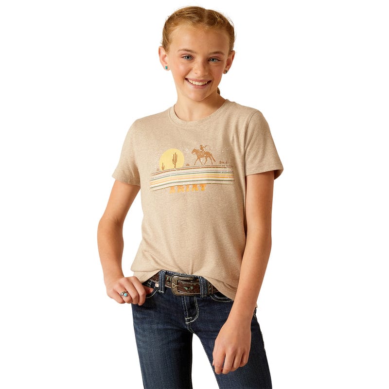 ARIAT INTERNATIONAL, INC. Shirts Ariat Girls Cowgirl Desert Oatmeal Heather Graphic T-Shirt 10048592
