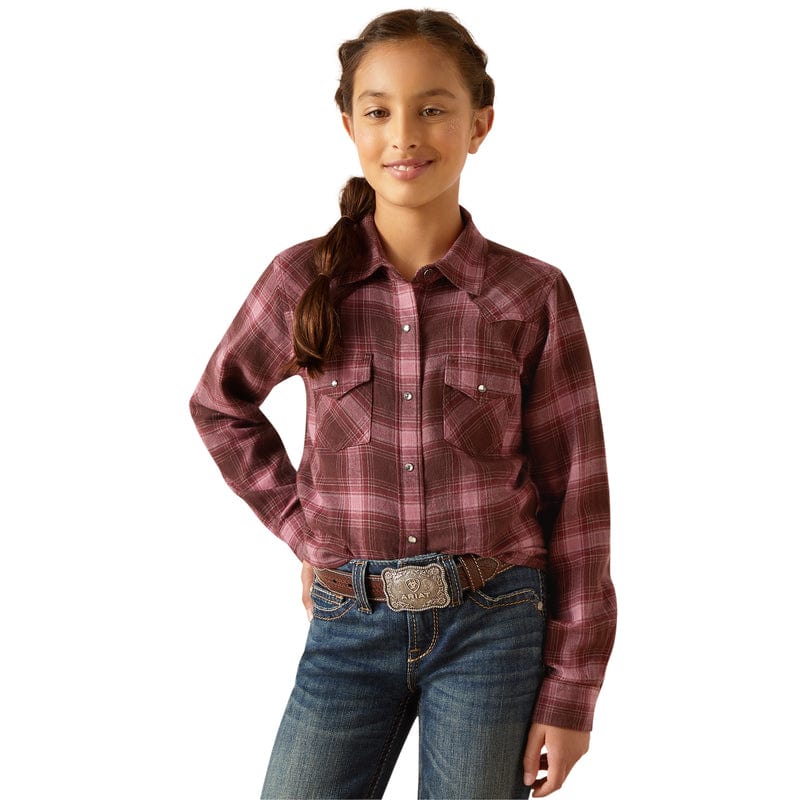 ARIAT INTERNATIONAL, INC. Shirts Ariat Girls Lucky Clove Brown Long Sleeve Snap Shirt 10047181