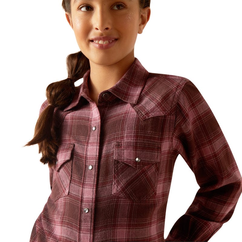 ARIAT INTERNATIONAL, INC. Shirts Ariat Girls Lucky Clove Brown Long Sleeve Snap Shirt 10047181