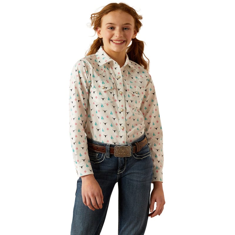 ARIAT INTERNATIONAL, INC. Shirts Ariat Girls Steer Garden Long Sleeve Snap Shirt 10048595