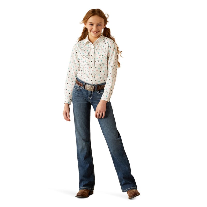 ARIAT INTERNATIONAL, INC. Shirts Ariat Girls Steer Garden Long Sleeve Snap Shirt 10048595