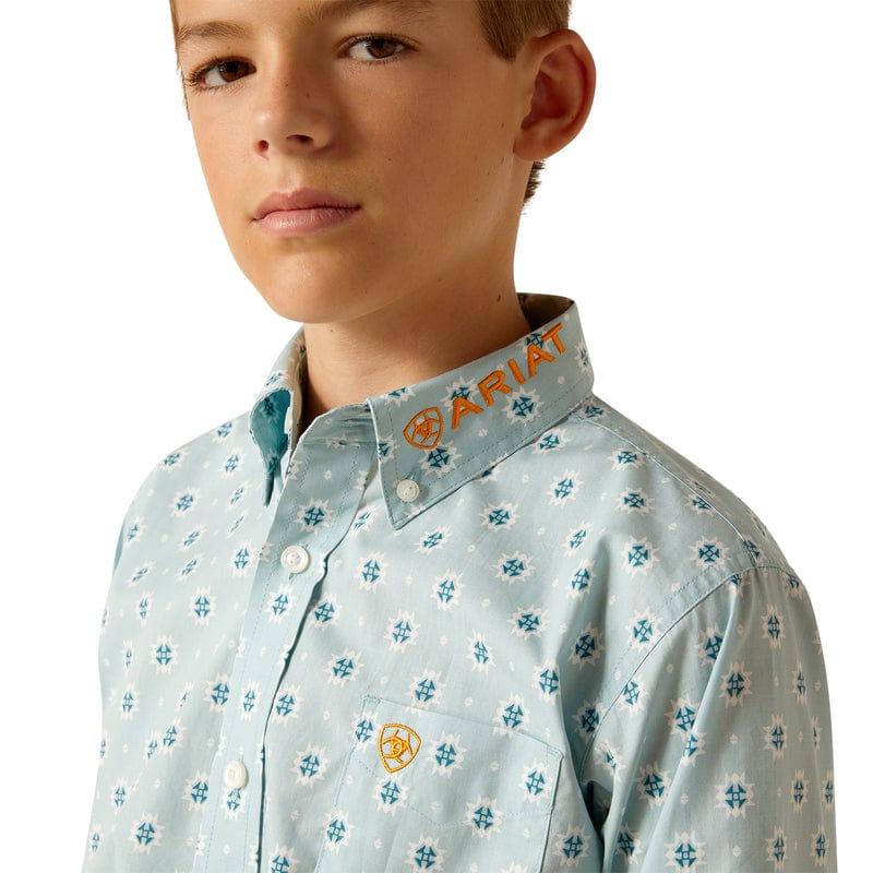 ARIAT INTERNATIONAL, INC. Shirts Ariat Kids Team Colton Aqua Classic Fit Long Sleeve Shirt 10051406