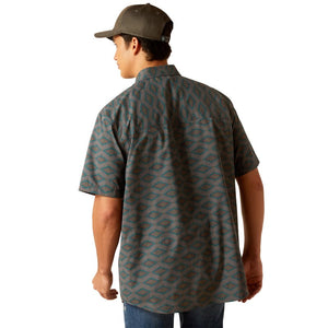 ARIAT INTERNATIONAL, INC. Shirts Ariat Men's 360 Airflow Grey Pinstripe Short Sleeve Classic Fit Shirt 10048568