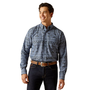 ARIAT INTERNATIONAL, INC. Shirts Ariat Men's Eddie Navy Classic Fit Long Sleeve Button Down Western Shirt 10051264