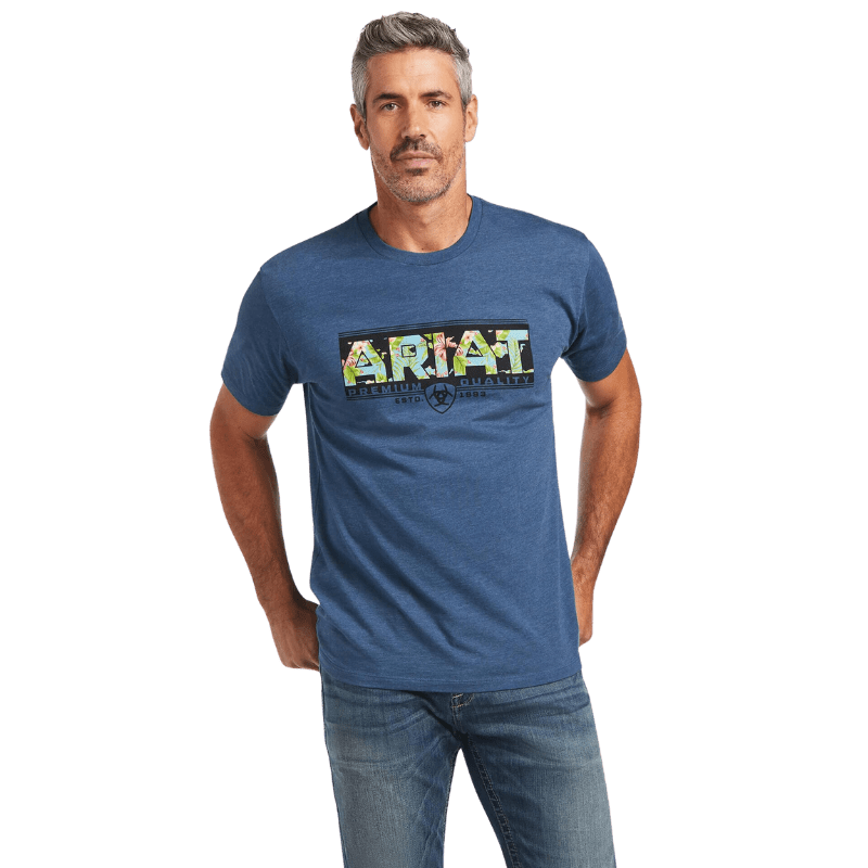 ARIAT INTERNATIONAL, INC. Shirts Ariat Men's Hibiscus Blue Heather T-Shirt 10039934