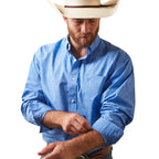 ARIAT INTERNATIONAL, INC. Shirts Ariat Men's Leroy Chambray Blue Classic Fit Long Sleeve Button Down Shirt 10043792