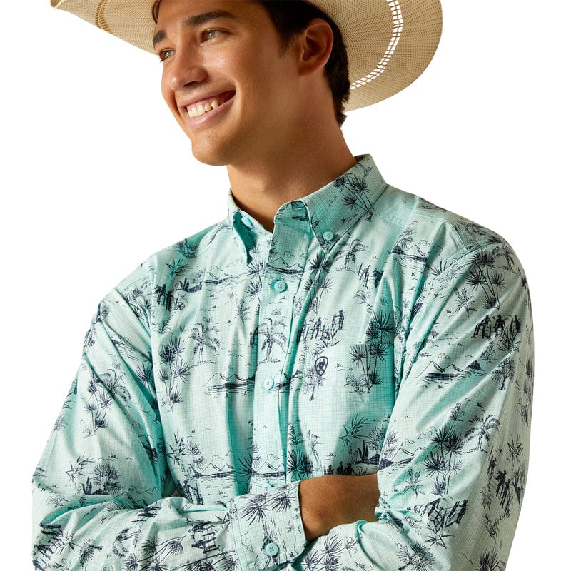 ARIAT INTERNATIONAL, INC. Shirts Ariat Men's Paxtyn Classic Fit Blue Tint Long Sleeve Button Down Shirt 10048511